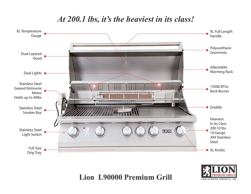 Lion Premium Grill <br> 40 Inch 5 Burner L90000 Natural Gas - 90823